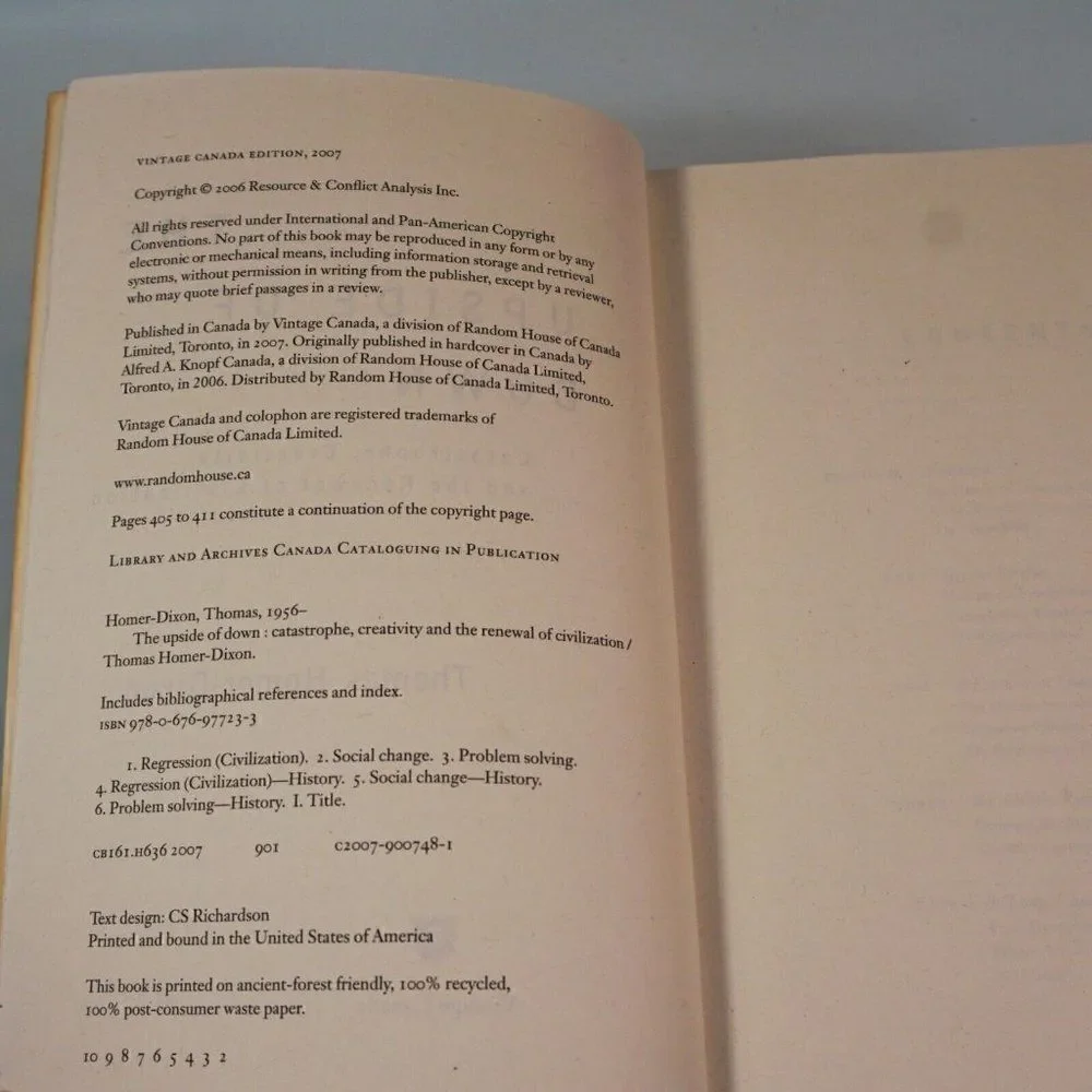 Upside of Down Catastrophe Creativity Renewal By Thomas Homer Dixon 2007 PB